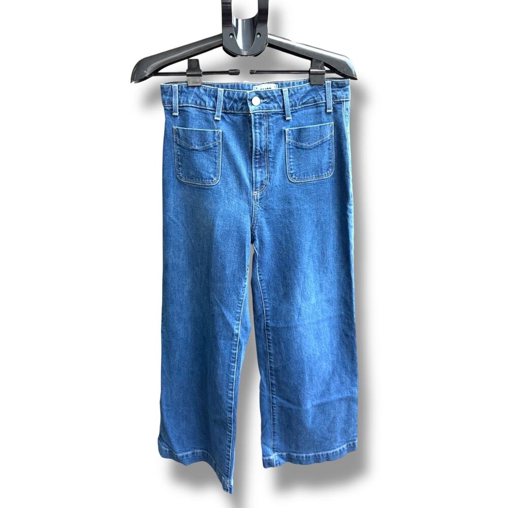 PAIGE Anessa High Rise Wide Leg Jeans Size 31 Blue Patch Pocket 31” Inseam